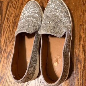 Silver Glitter Slip-On Sneakers